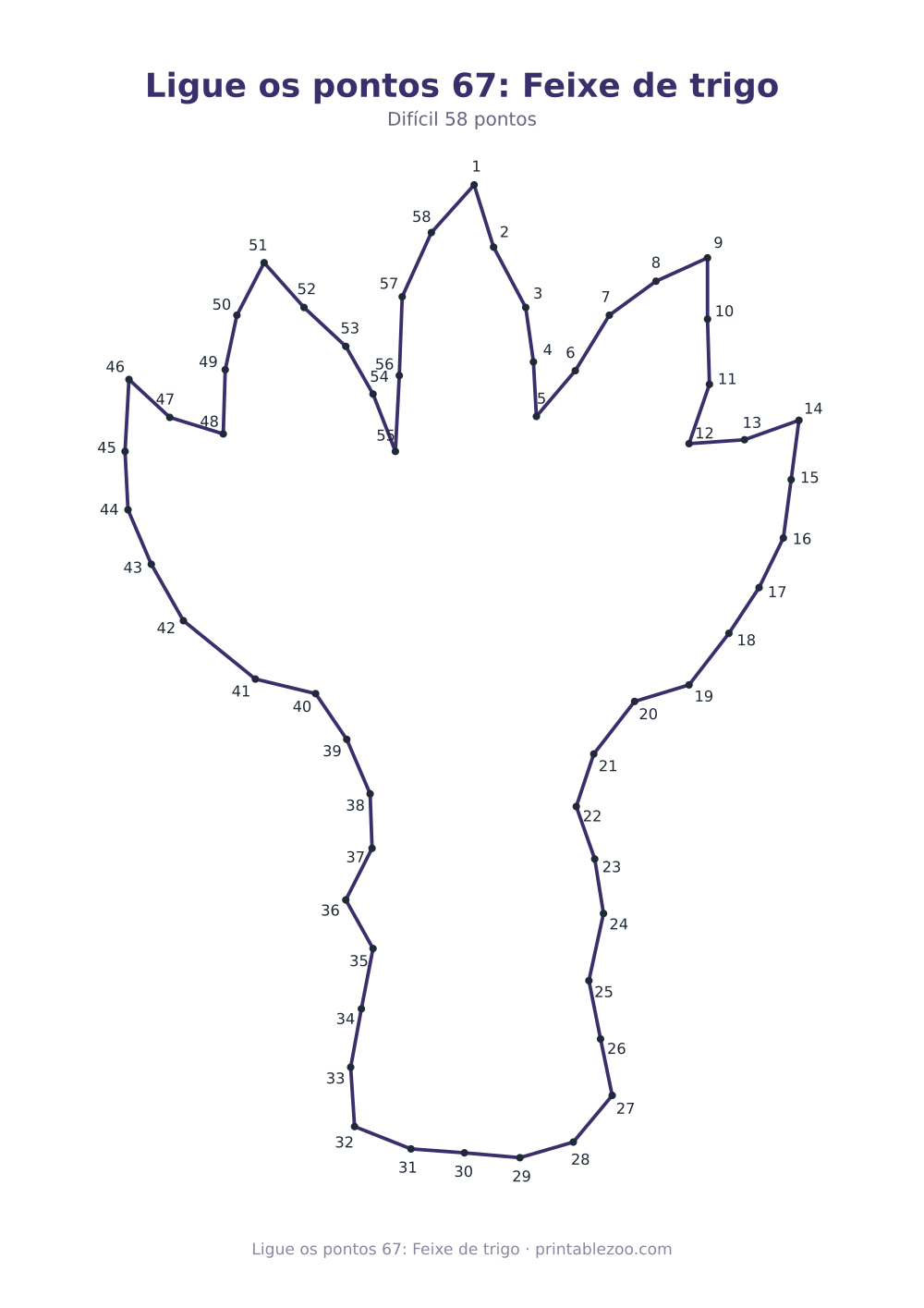 Prévia pronta para imprimir: Ligue os pontos 67: Feixe de trigo, catálogo nº 166317 Passatempo nº 166317.