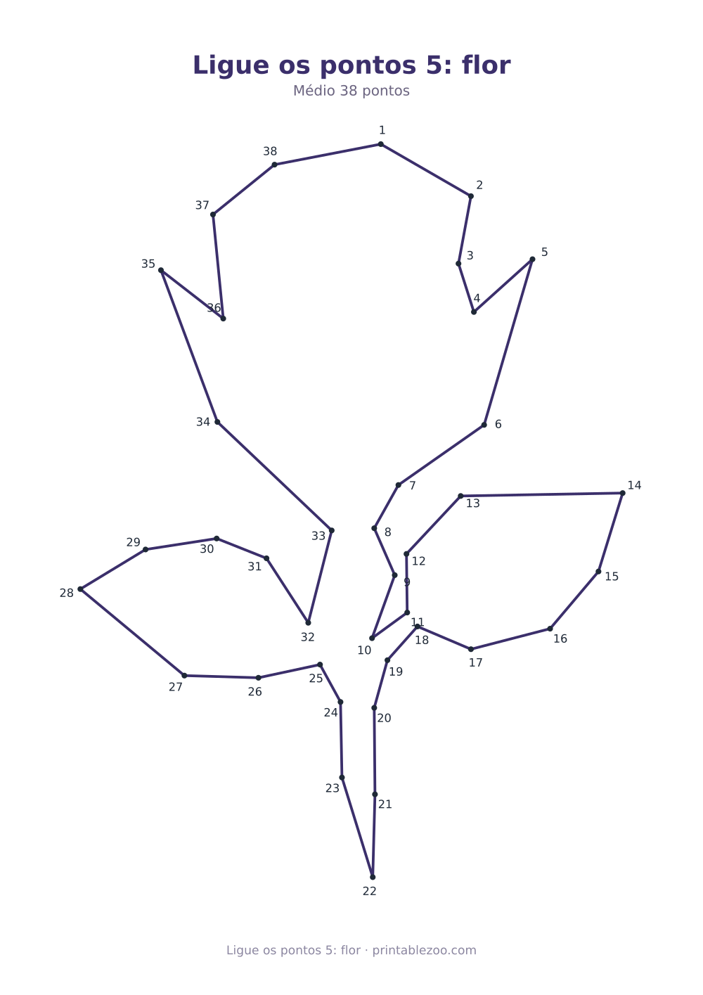 Prévia pronta para imprimir: Ligue os pontos 5: flor, catálogo nº 700105
