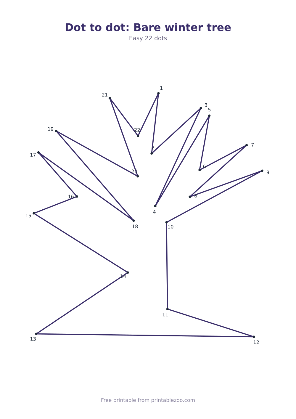 Dot to dot: Bare winter tree