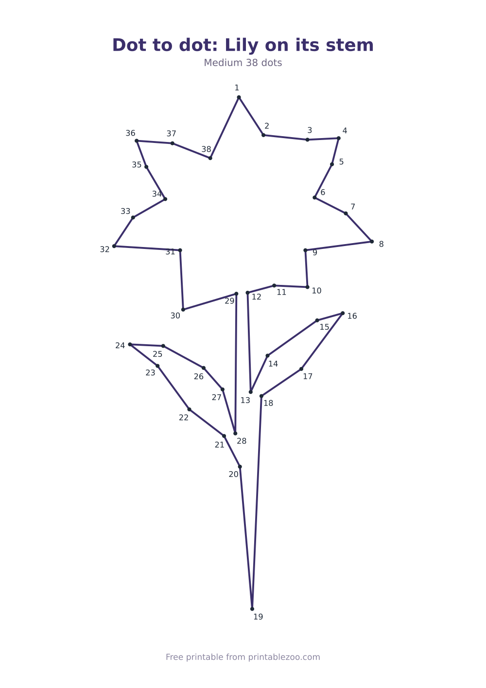 Dot to dot: Lily on its stem