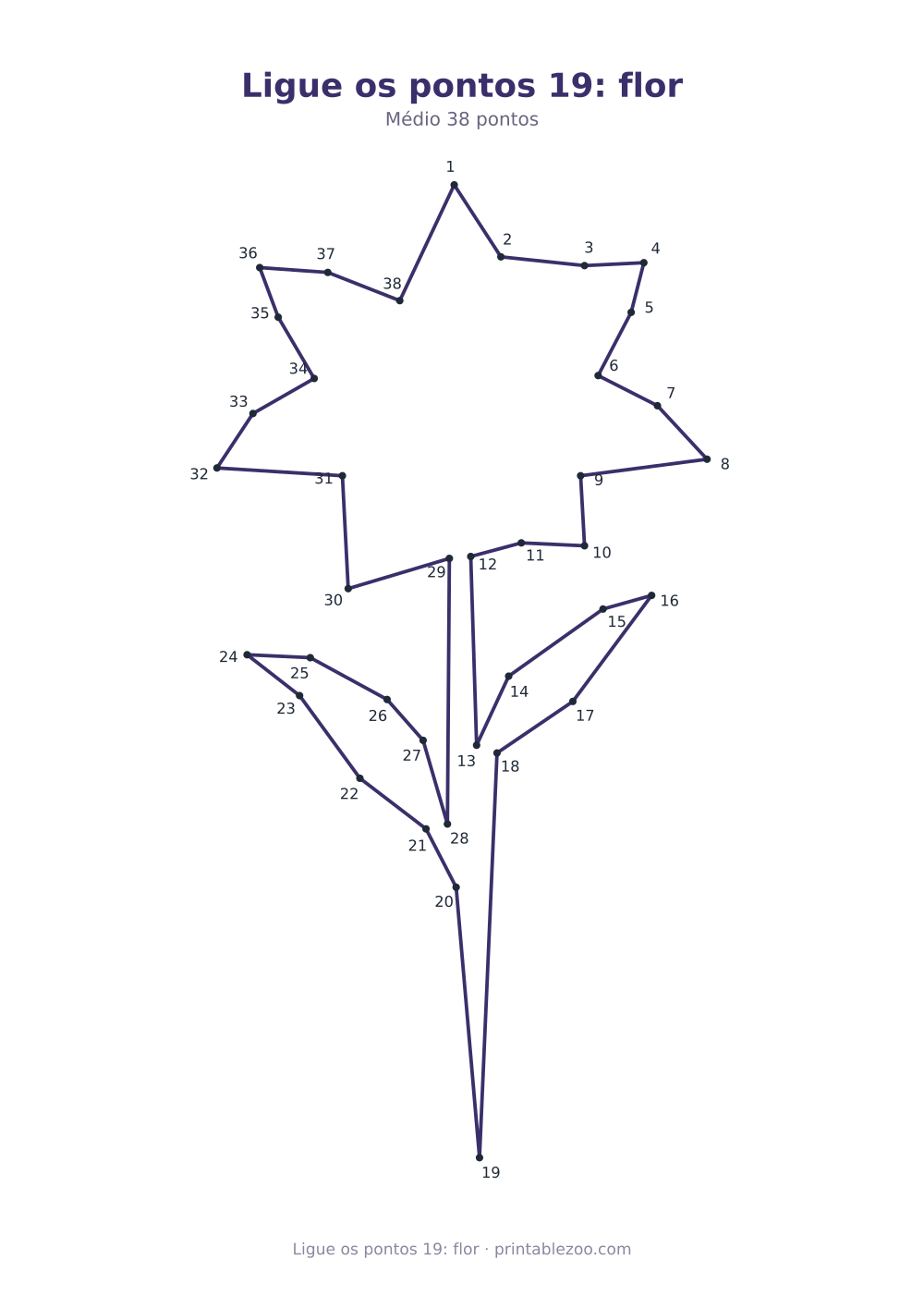Prévia pronta para imprimir: Ligue os pontos 19: flor, catálogo nº 700119