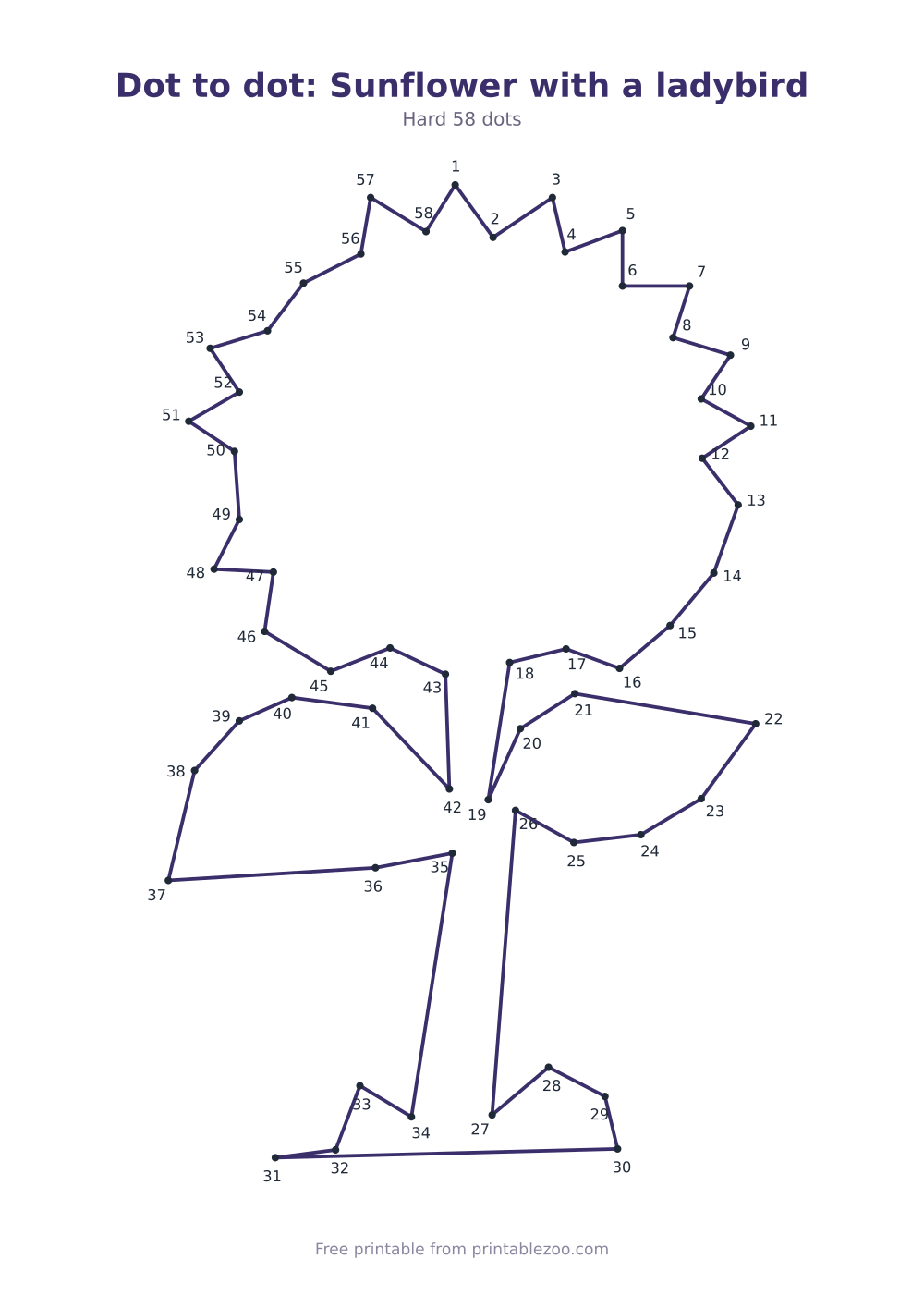 Dot to dot: Sunflower with a ladybird