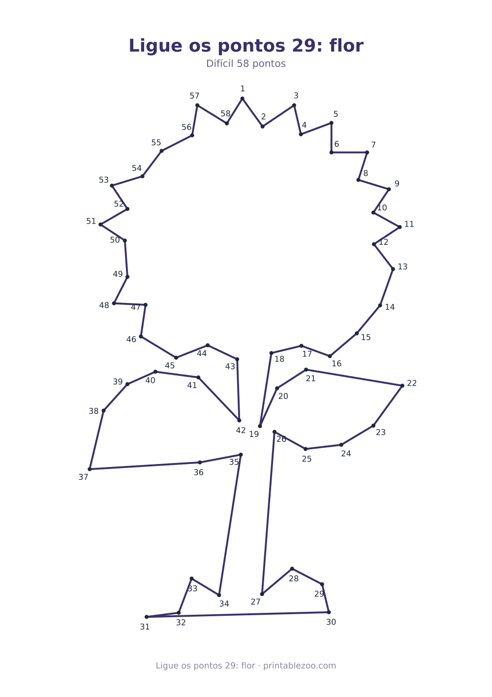 Prévia pronta para imprimir: Ligue os pontos 29: flor, catálogo nº 700129