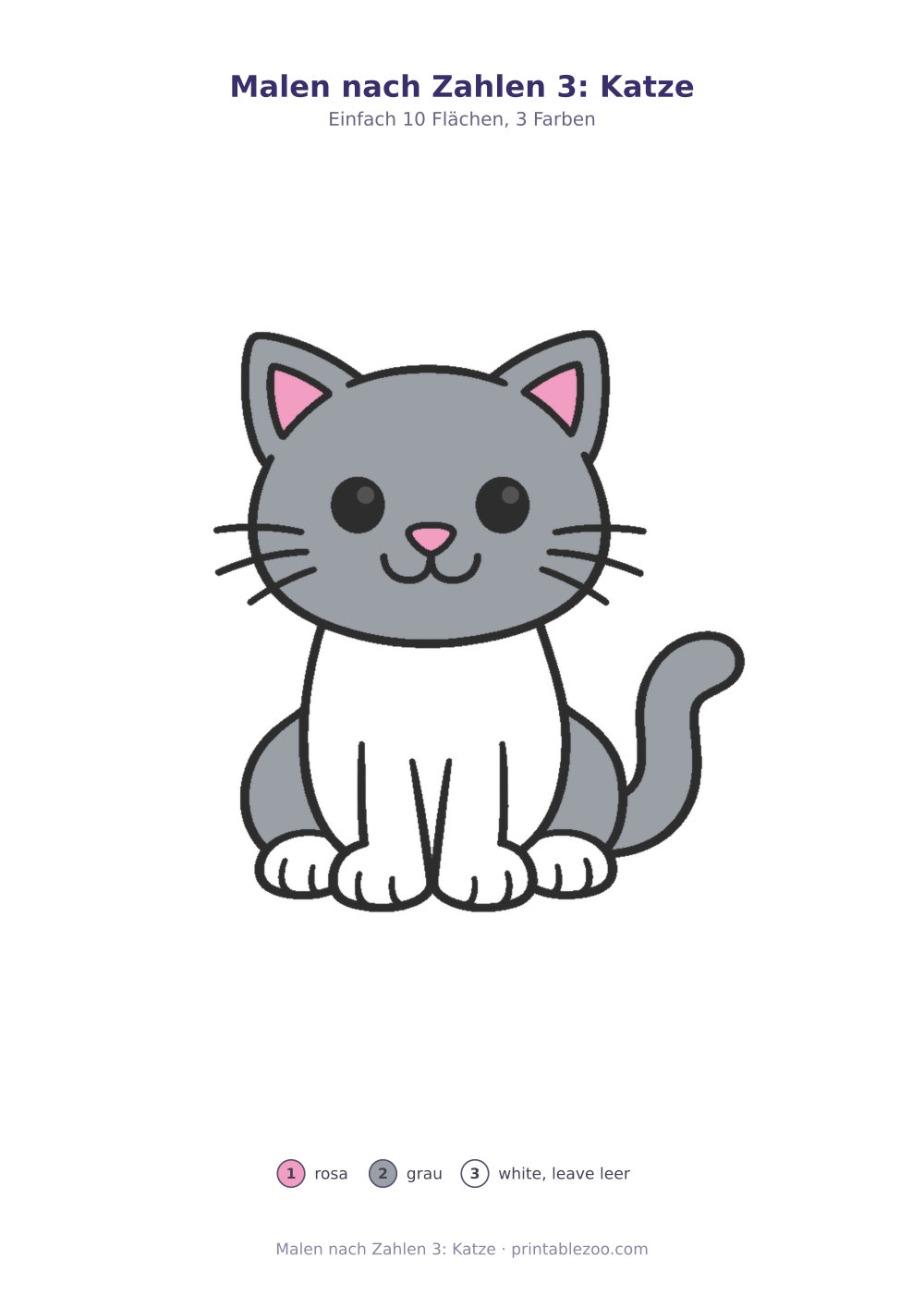 Malen nach Zahlen 3: Katze als druckfertige Vorschau, Katalognummer 273103 Rätsel Nr. 273103.