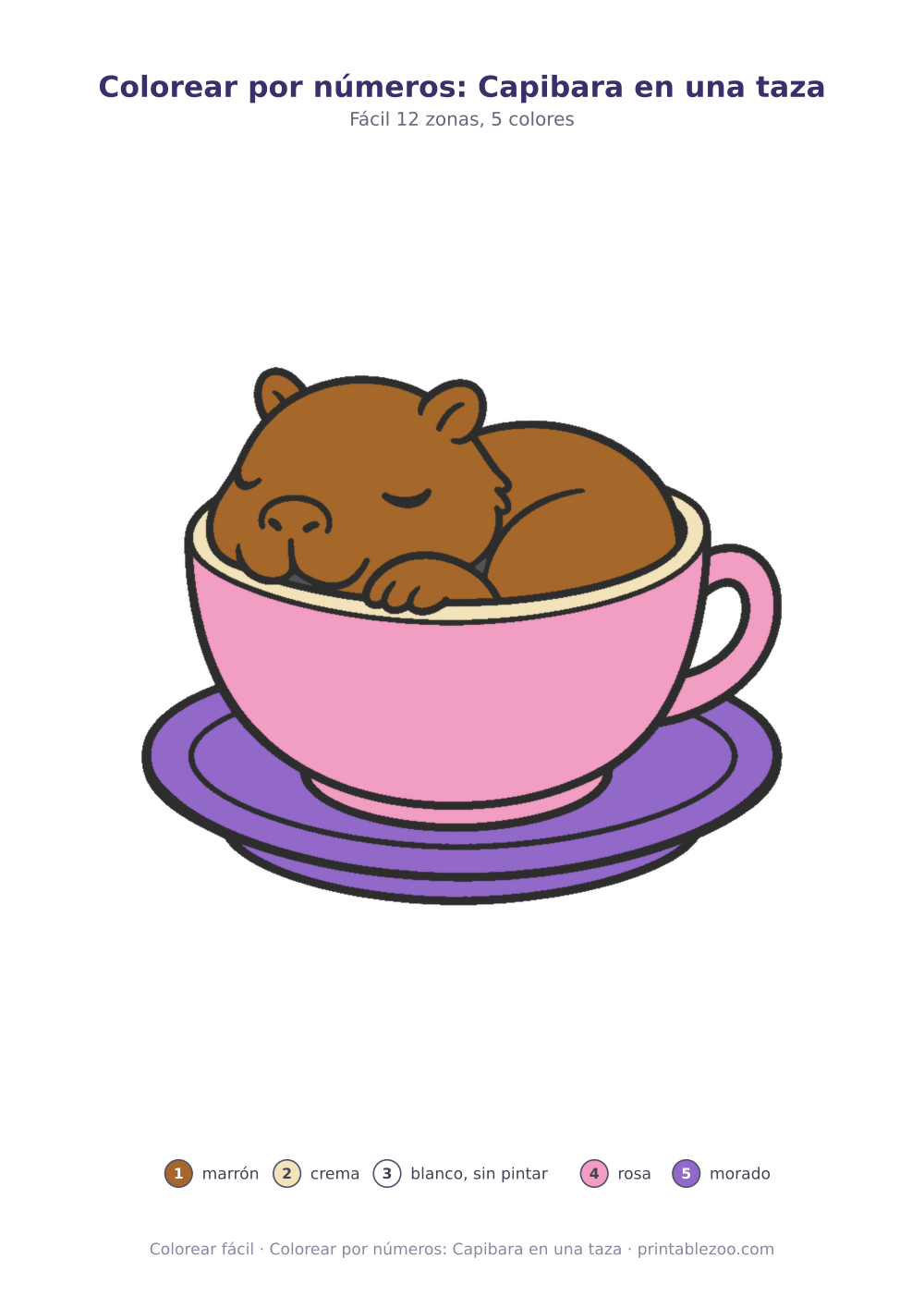 Colorear por números: Capibara en una taza