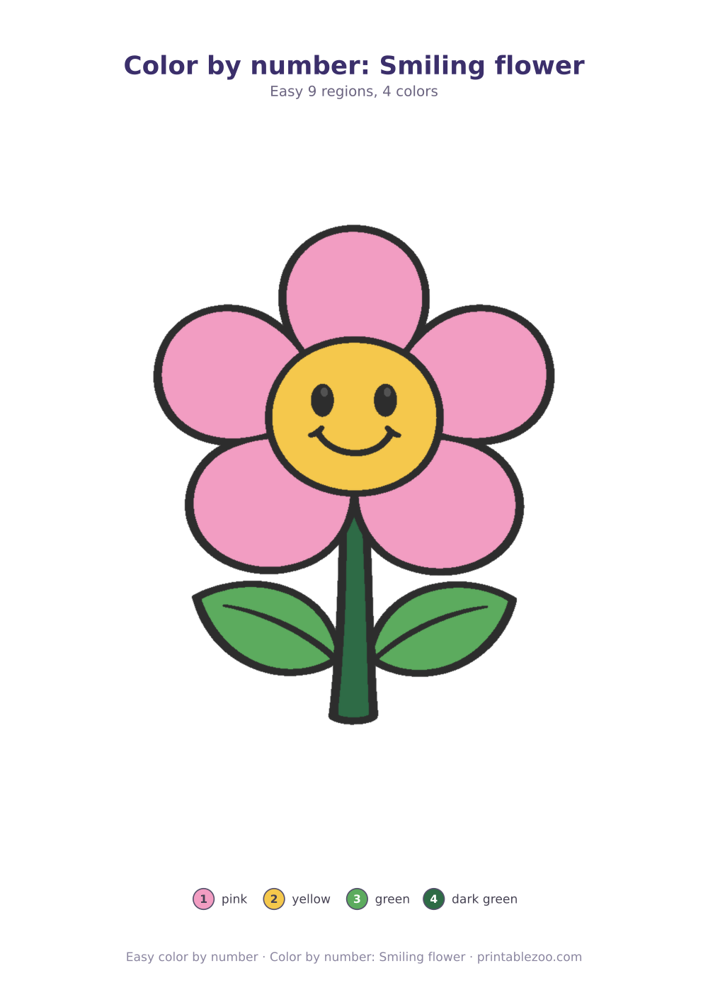 Color by number: Smiling flower
