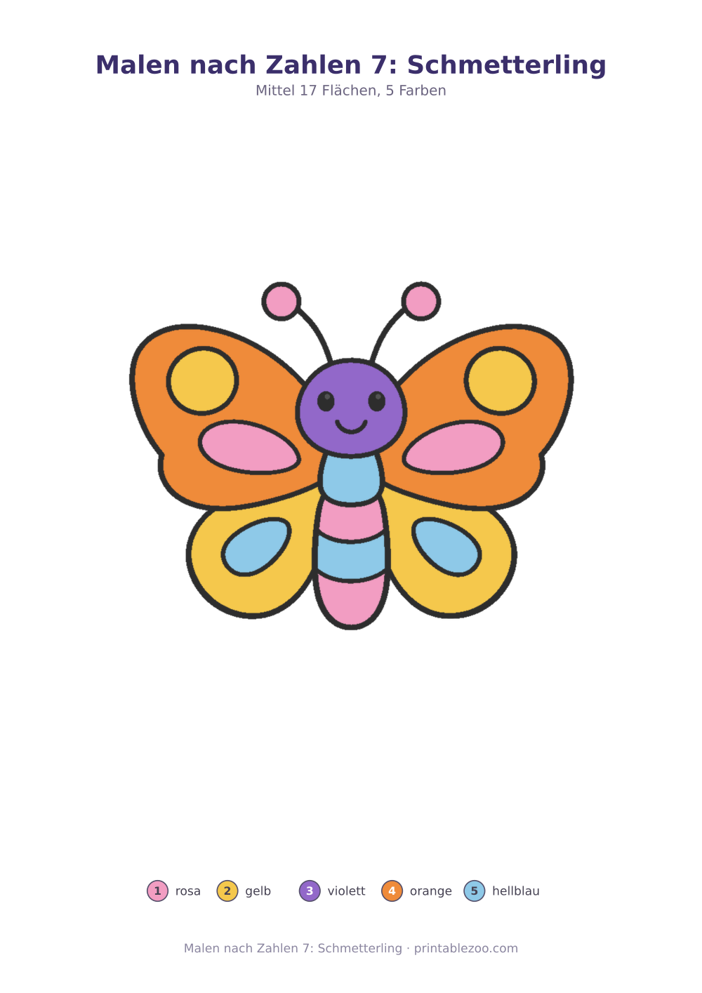 Malen nach Zahlen 7: Schmetterling als druckfertige Vorschau, Katalognummer 273203 Rätsel Nr. 273203.