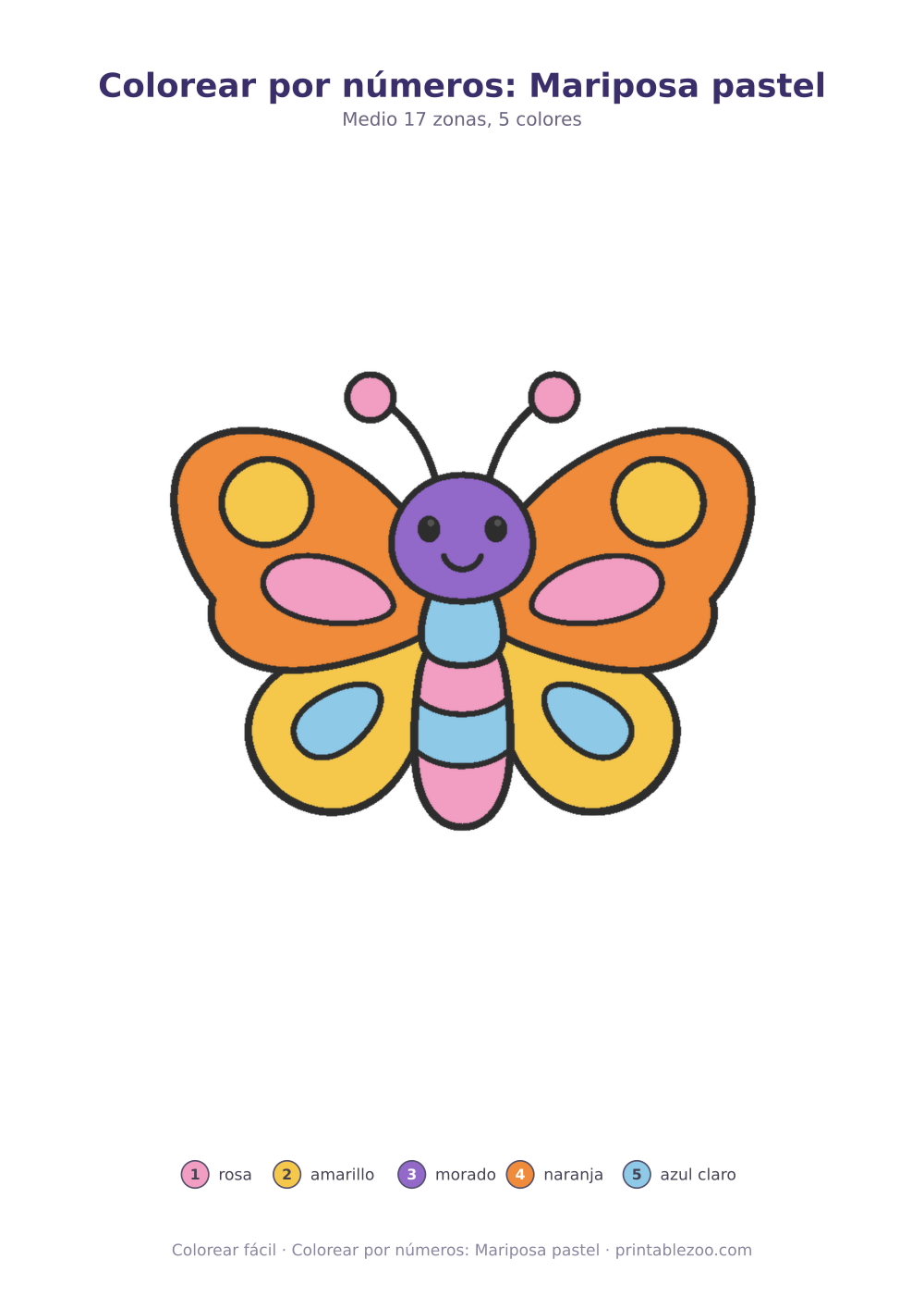Colorear por números: Mariposa pastel