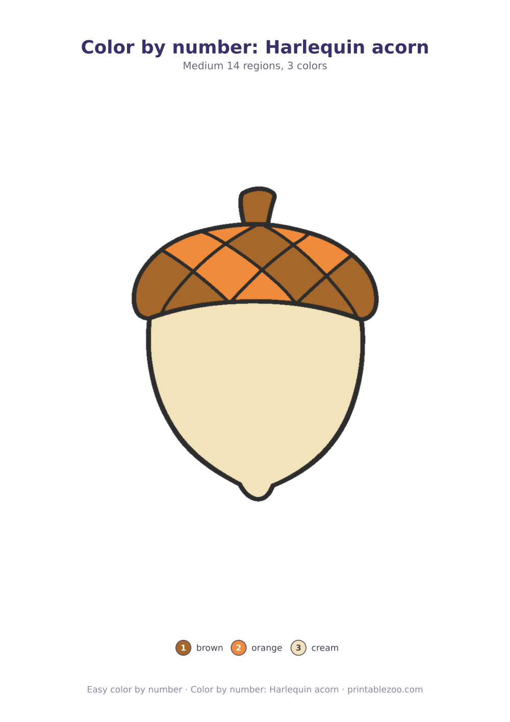 Color by number: Harlequin acorn