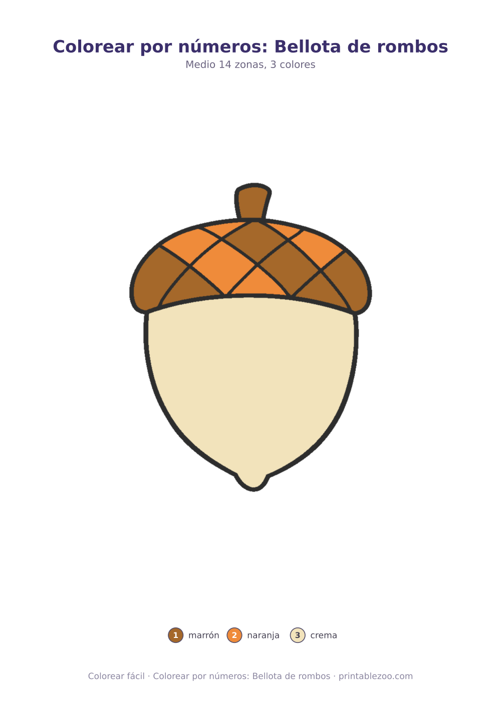 Colorear por números: Bellota de rombos
