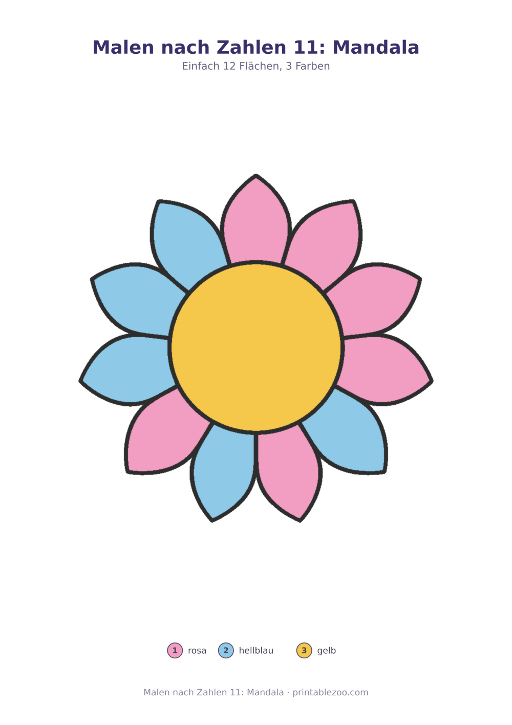 Malen nach Zahlen 11: Mandala als druckfertige Vorschau, Katalognummer 273401 Rätsel Nr. 273401.