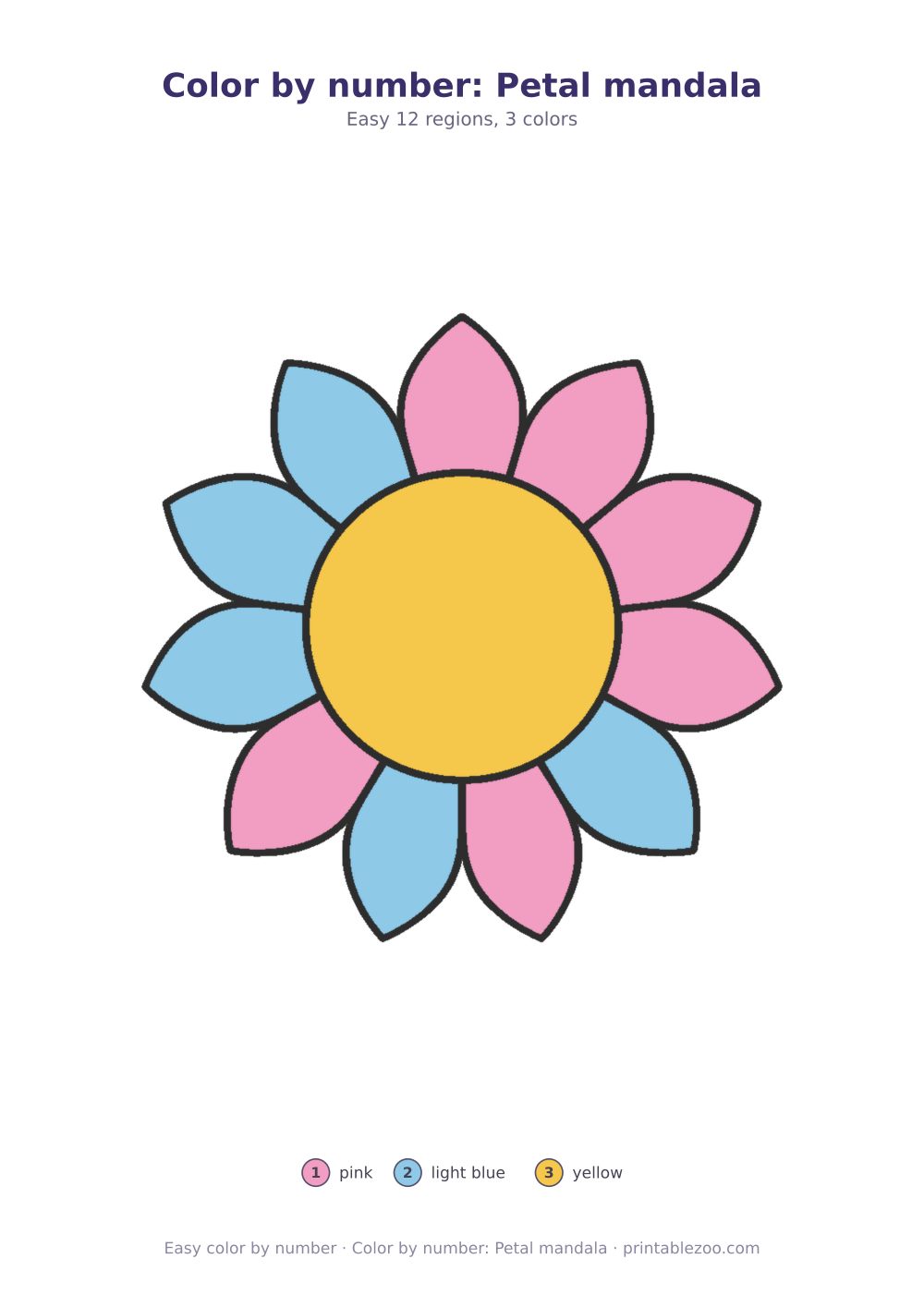 Color by number: Petal mandala