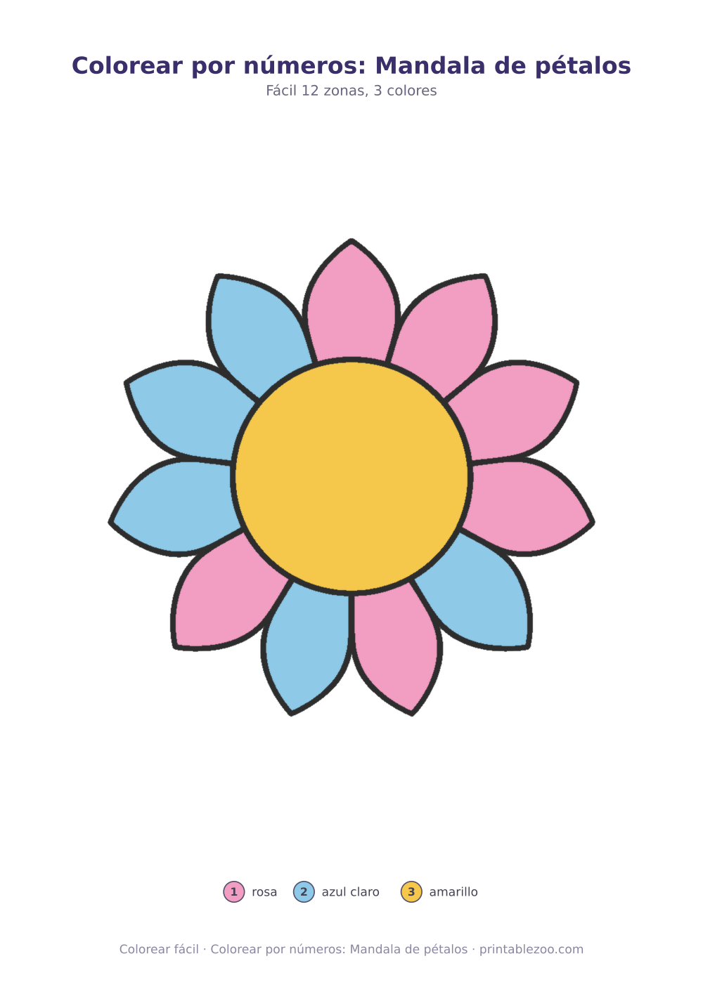 Colorear por números: Mandala de pétalos