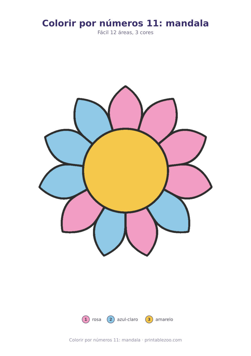 Prévia pronta para imprimir: Colorir por números 11: mandala, catálogo nº 273401 Passatempo nº 273401.