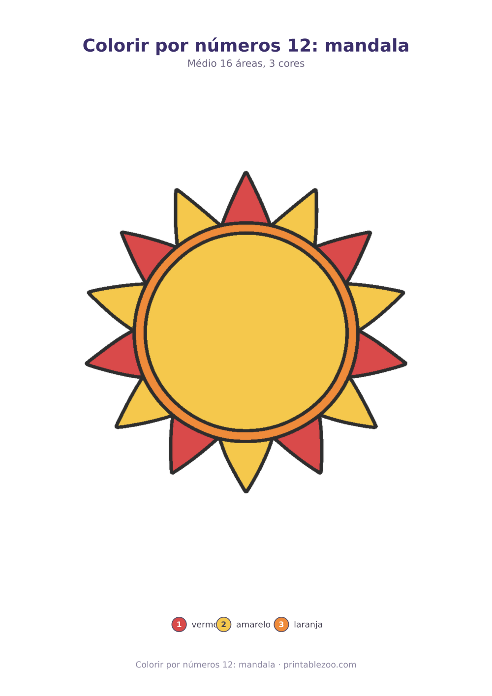 Prévia pronta para imprimir: Colorir por números 12: mandala, catálogo nº 273402 Passatempo nº 273402.