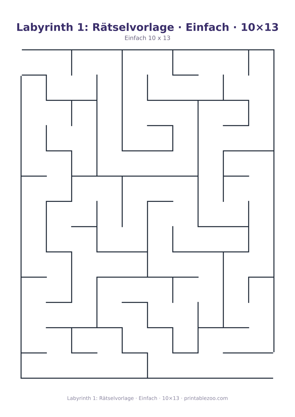 Labyrinth 1: Rätselvorlage · Einfach · 10×13 als druckfertige Vorschau, Katalognummer 110201