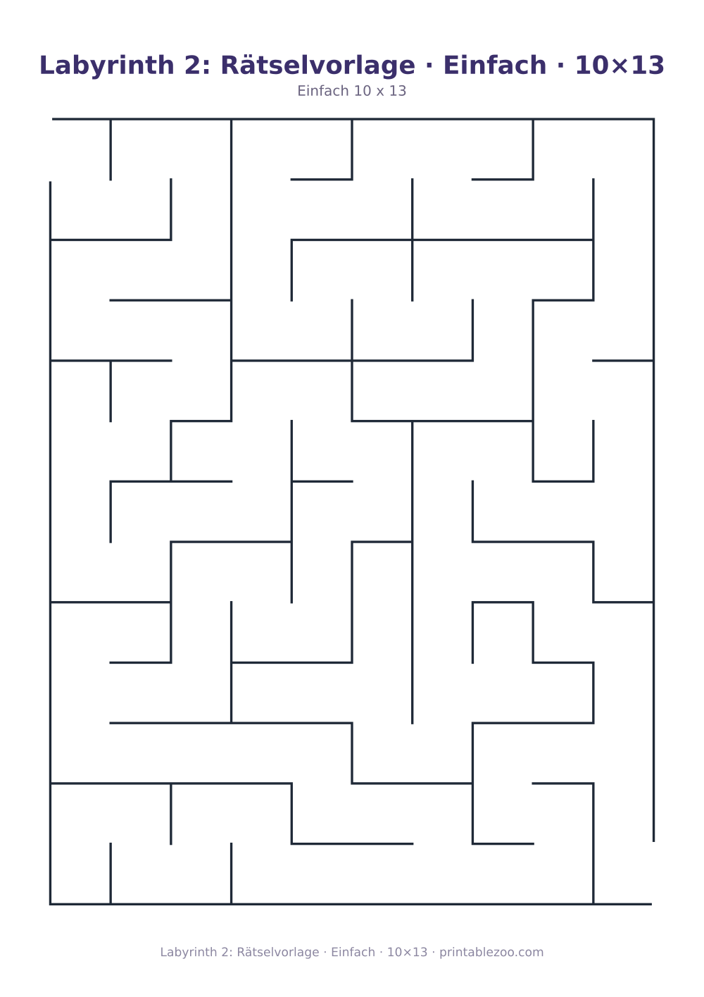 Labyrinth 2: Rätselvorlage · Einfach · 10×13 als druckfertige Vorschau, Katalognummer 110202