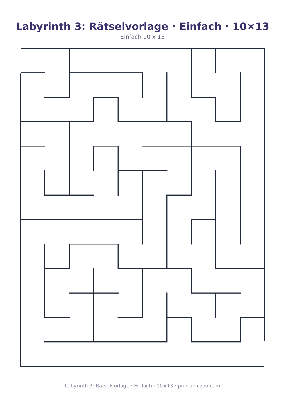 Labyrinth 3: Rätselvorlage · Einfach · 10×13 als druckfertige Vorschau, Katalognummer 110203