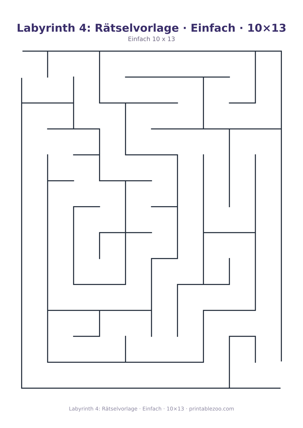 Labyrinth 4: Rätselvorlage · Einfach · 10×13 als druckfertige Vorschau, Katalognummer 110204