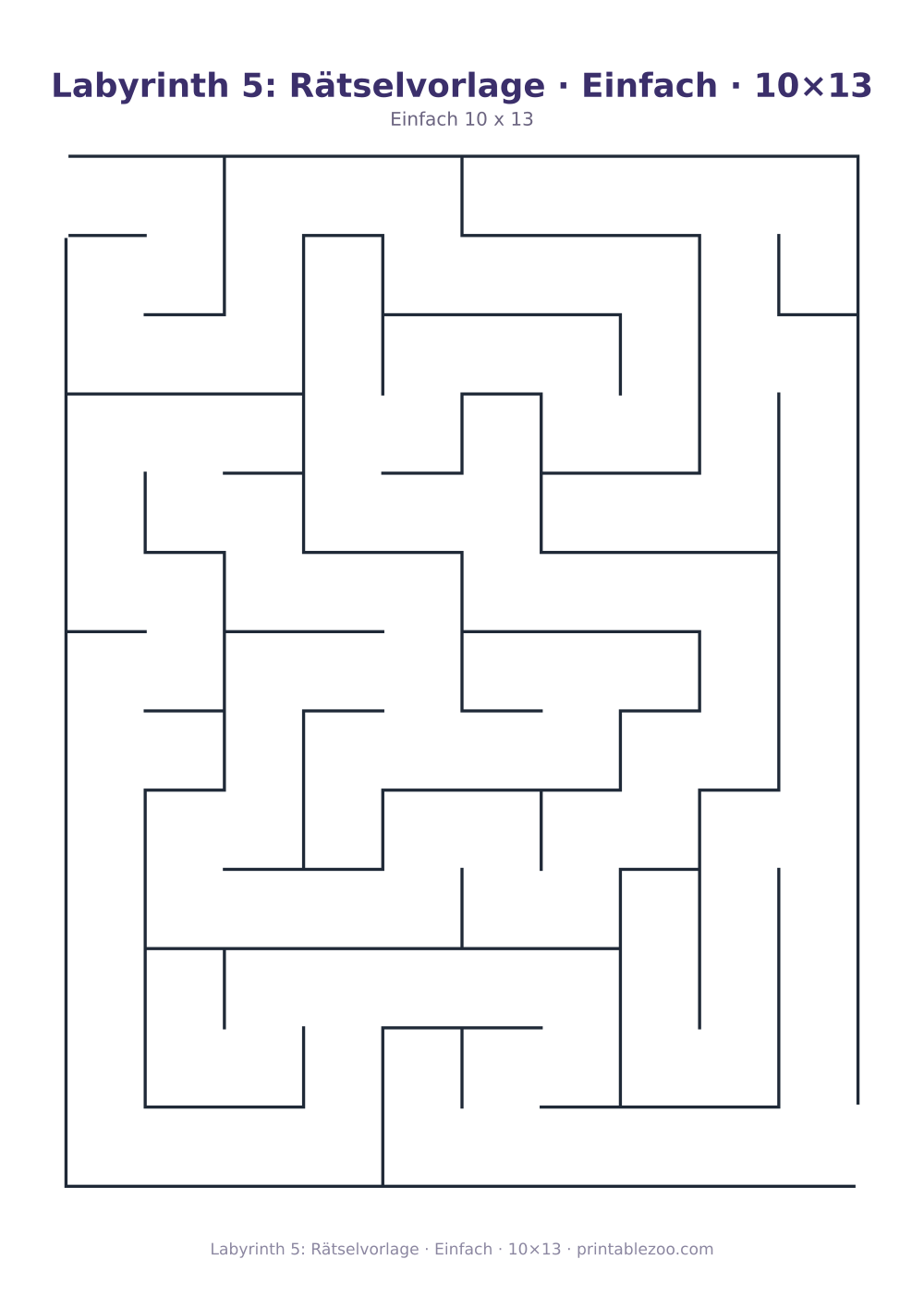 Labyrinth 5: Rätselvorlage · Einfach · 10×13 als druckfertige Vorschau, Katalognummer 110205