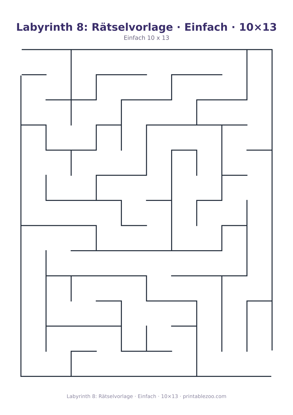 Labyrinth 8: Rätselvorlage · Einfach · 10×13 als druckfertige Vorschau, Katalognummer 110208