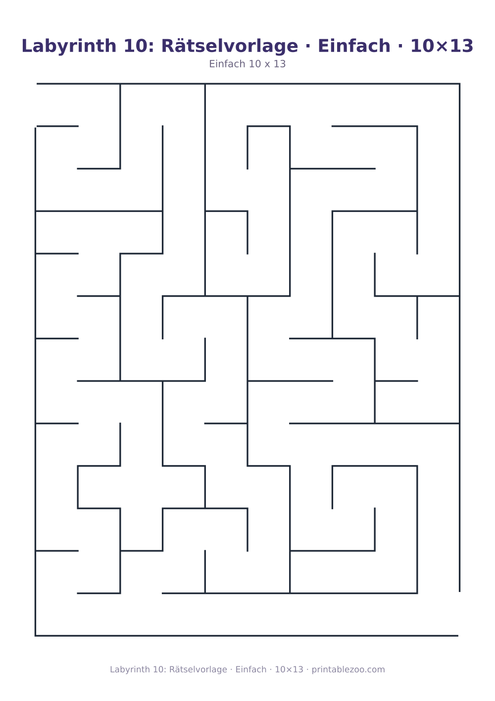 Labyrinth 10: Rätselvorlage · Einfach · 10×13 als druckfertige Vorschau, Katalognummer 110210