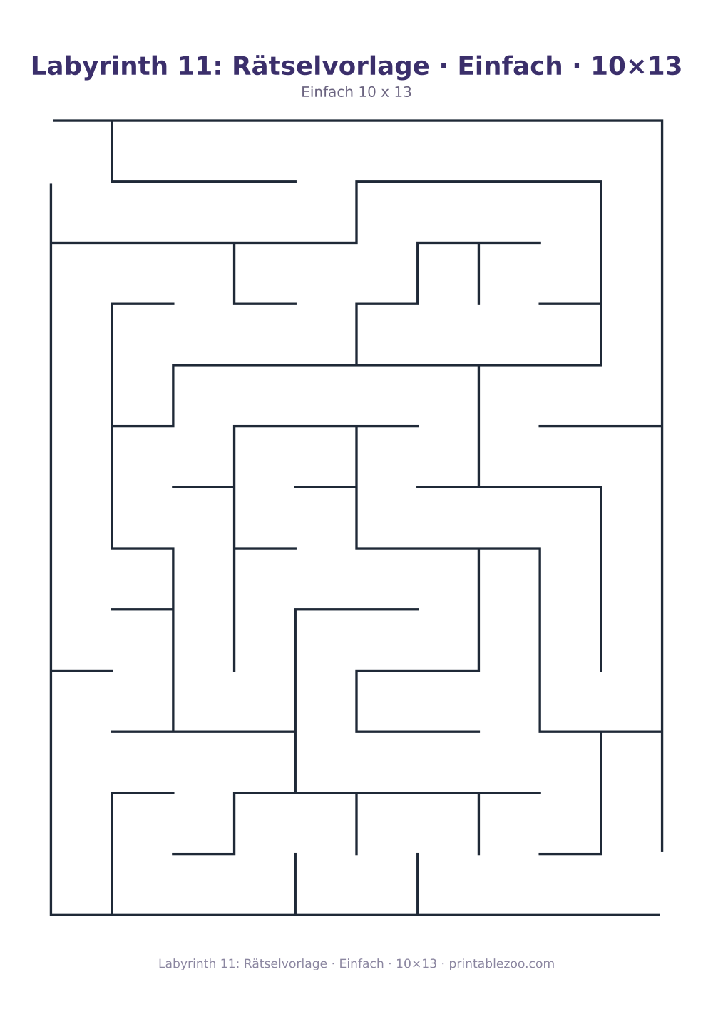 Labyrinth 11: Rätselvorlage · Einfach · 10×13 als druckfertige Vorschau, Katalognummer 110211
