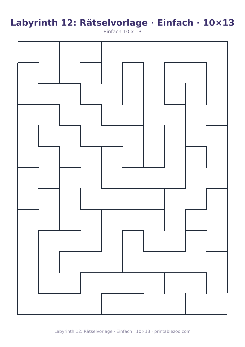 Labyrinth 12: Rätselvorlage · Einfach · 10×13 als druckfertige Vorschau, Katalognummer 110212