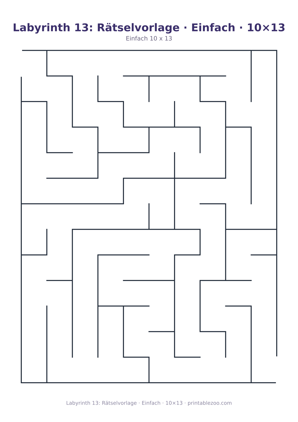 Labyrinth 13: Rätselvorlage · Einfach · 10×13 als druckfertige Vorschau, Katalognummer 110213