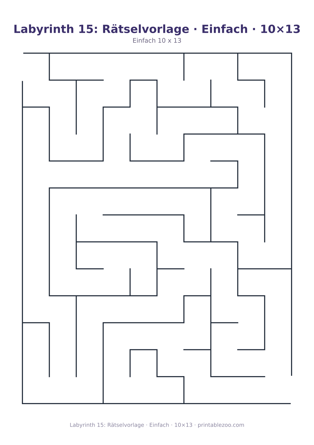 Labyrinth 15: Rätselvorlage · Einfach · 10×13 als druckfertige Vorschau, Katalognummer 110215