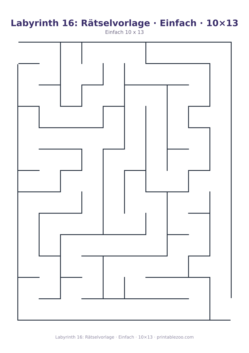 Labyrinth 16: Rätselvorlage · Einfach · 10×13 als druckfertige Vorschau, Katalognummer 110216