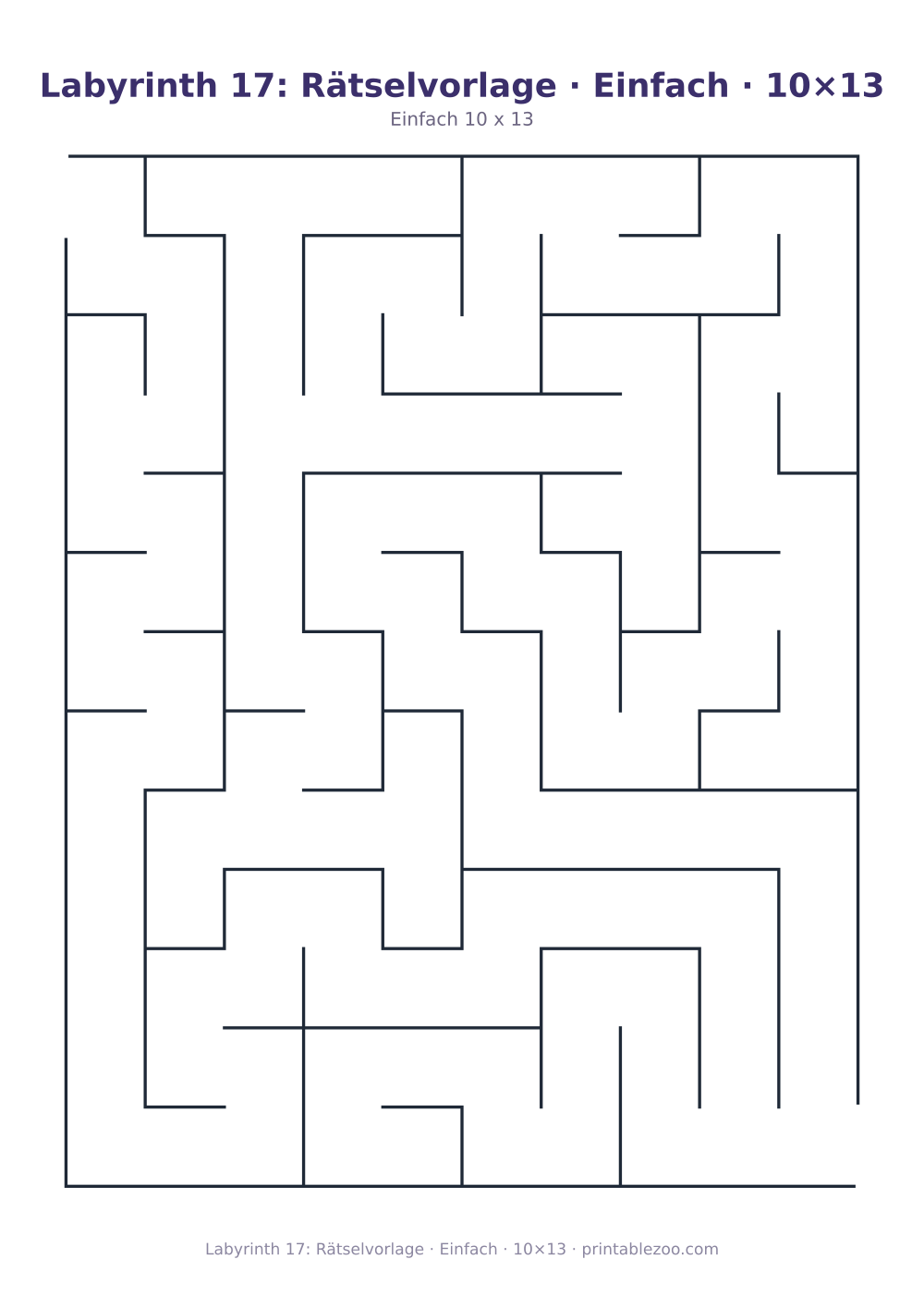 Labyrinth 17: Rätselvorlage · Einfach · 10×13 als druckfertige Vorschau, Katalognummer 110217