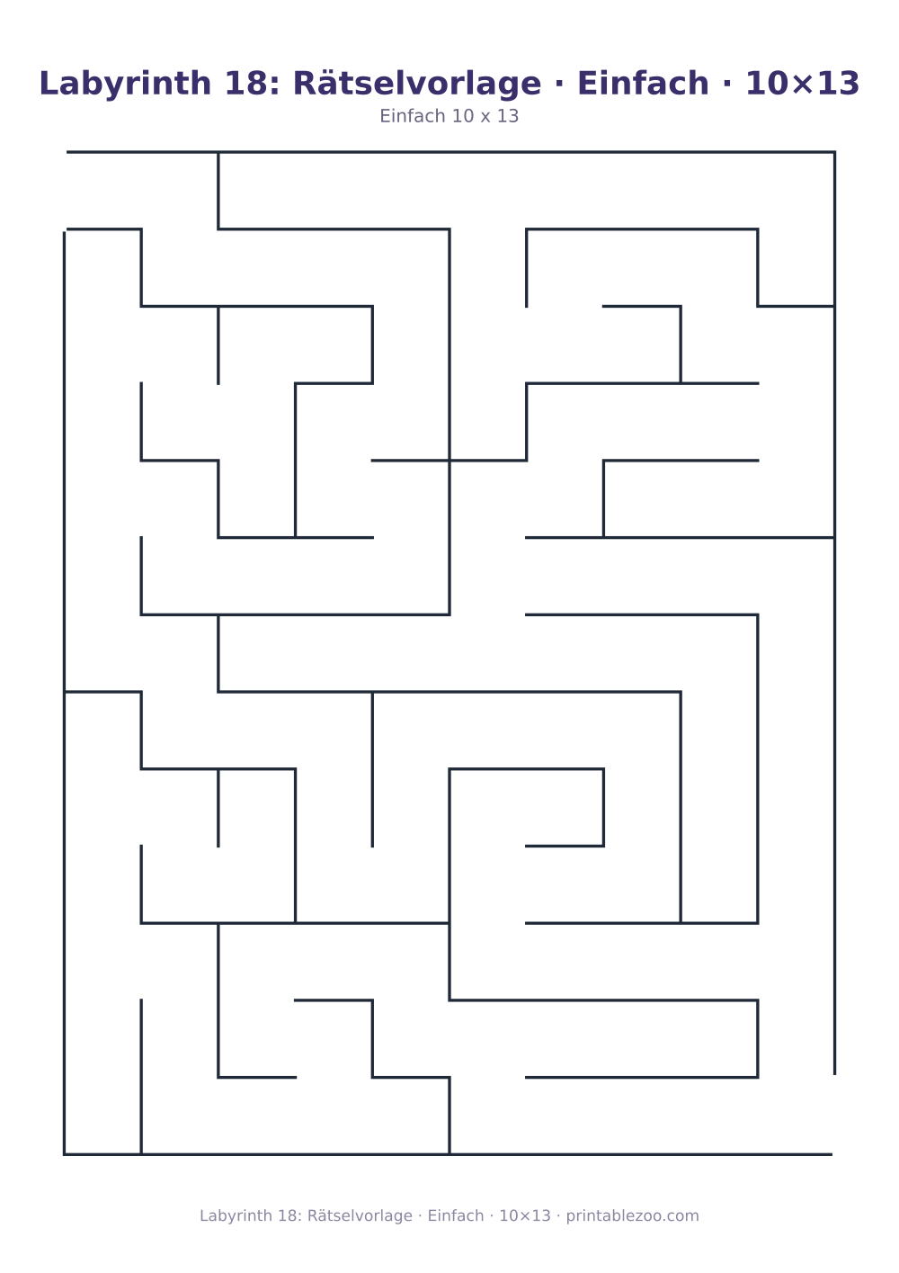 Labyrinth 18: Rätselvorlage · Einfach · 10×13 als druckfertige Vorschau, Katalognummer 110218