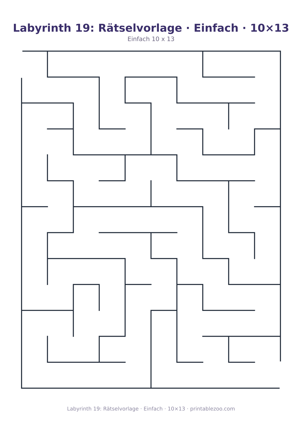 Labyrinth 19: Rätselvorlage · Einfach · 10×13 als druckfertige Vorschau, Katalognummer 110219