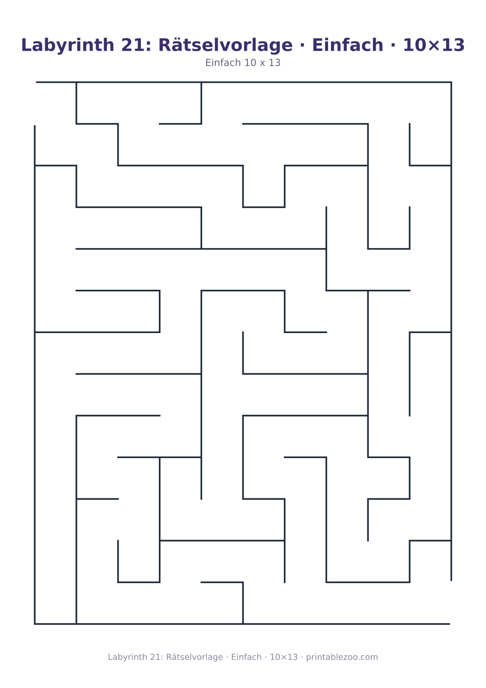 Labyrinth 21: Rätselvorlage · Einfach · 10×13 als druckfertige Vorschau, Katalognummer 110221
