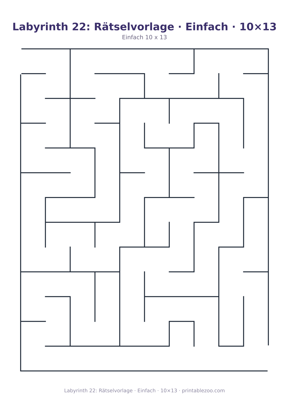 Labyrinth 22: Rätselvorlage · Einfach · 10×13 als druckfertige Vorschau, Katalognummer 110222