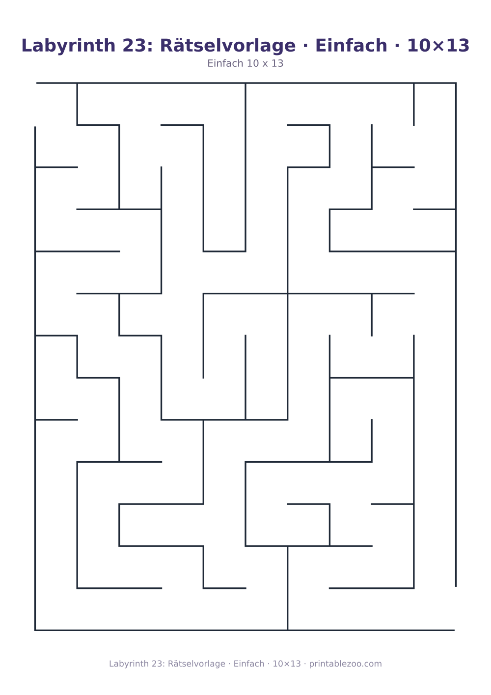 Labyrinth 23: Rätselvorlage · Einfach · 10×13 als druckfertige Vorschau, Katalognummer 110223