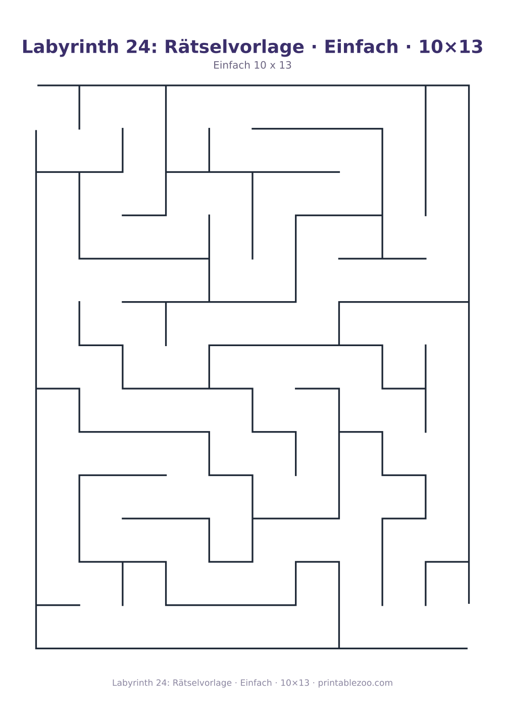 Labyrinth 24: Rätselvorlage · Einfach · 10×13 als druckfertige Vorschau, Katalognummer 110224