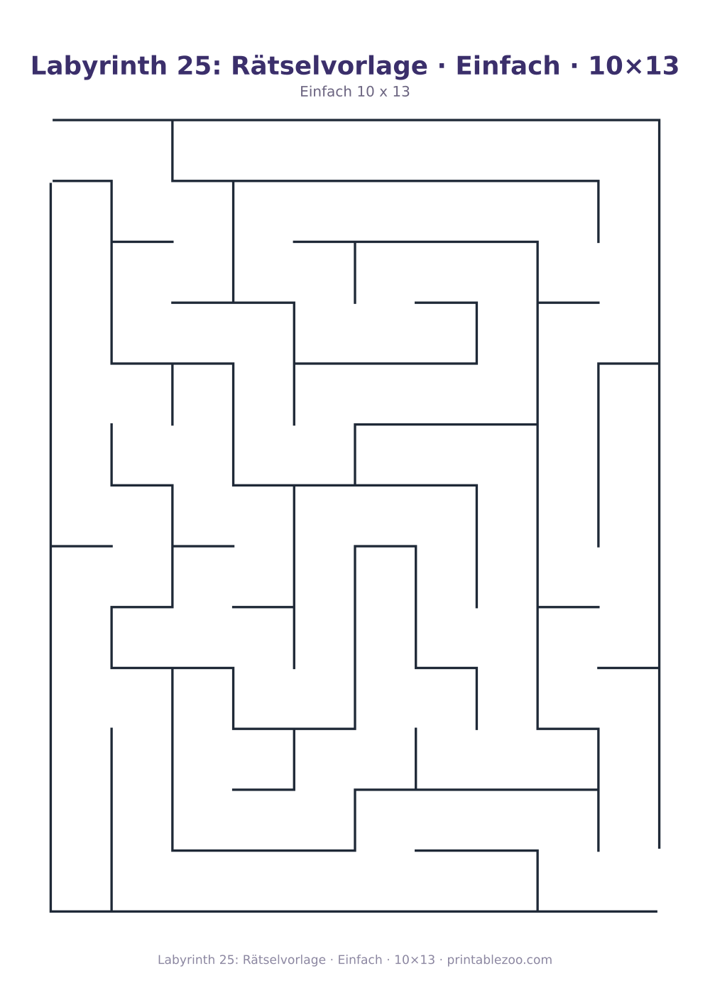 Labyrinth 25: Rätselvorlage · Einfach · 10×13 als druckfertige Vorschau, Katalognummer 110225