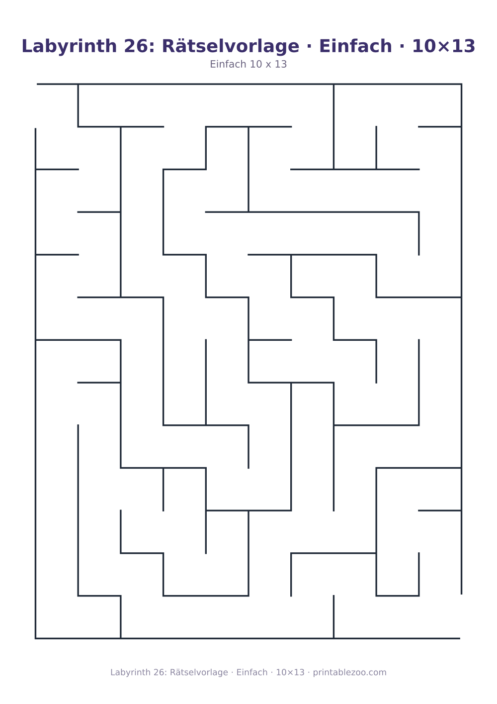 Labyrinth 26: Rätselvorlage · Einfach · 10×13 als druckfertige Vorschau, Katalognummer 110226