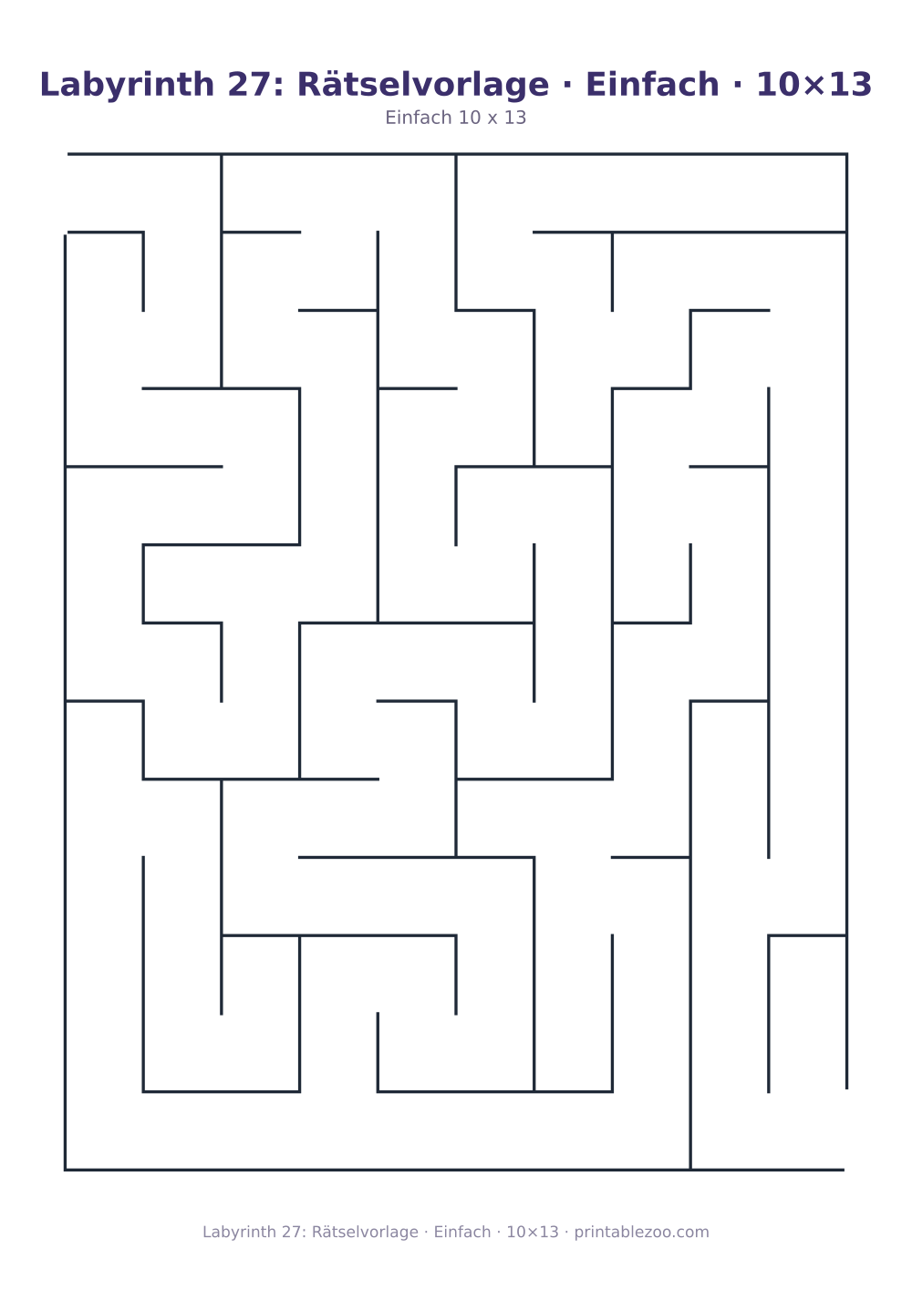 Labyrinth 27: Rätselvorlage · Einfach · 10×13 als druckfertige Vorschau, Katalognummer 110227