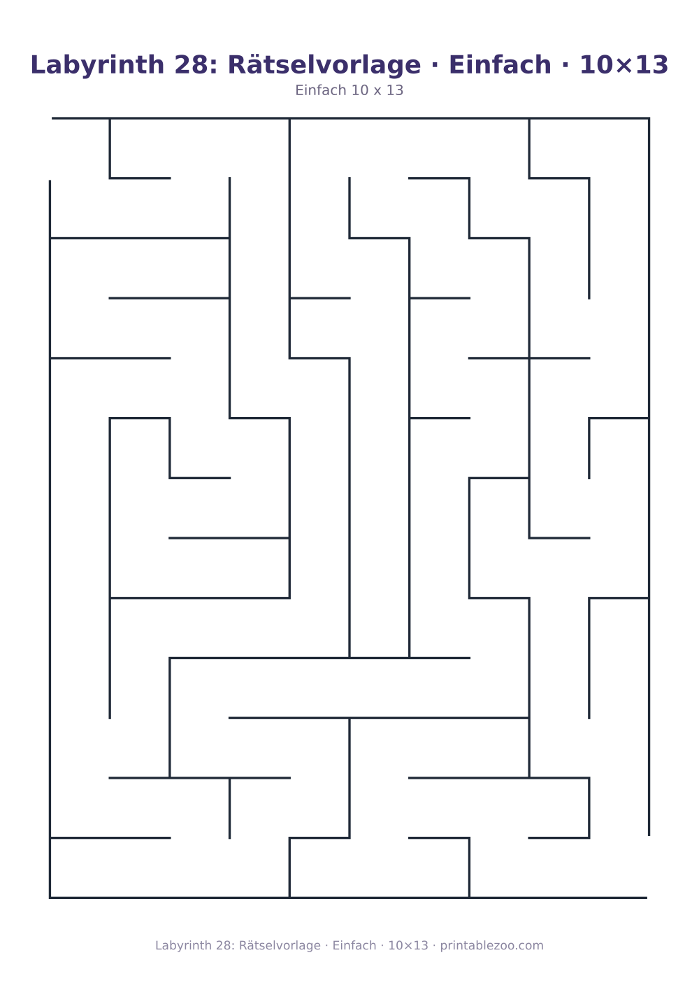 Labyrinth 28: Rätselvorlage · Einfach · 10×13 als druckfertige Vorschau, Katalognummer 110228