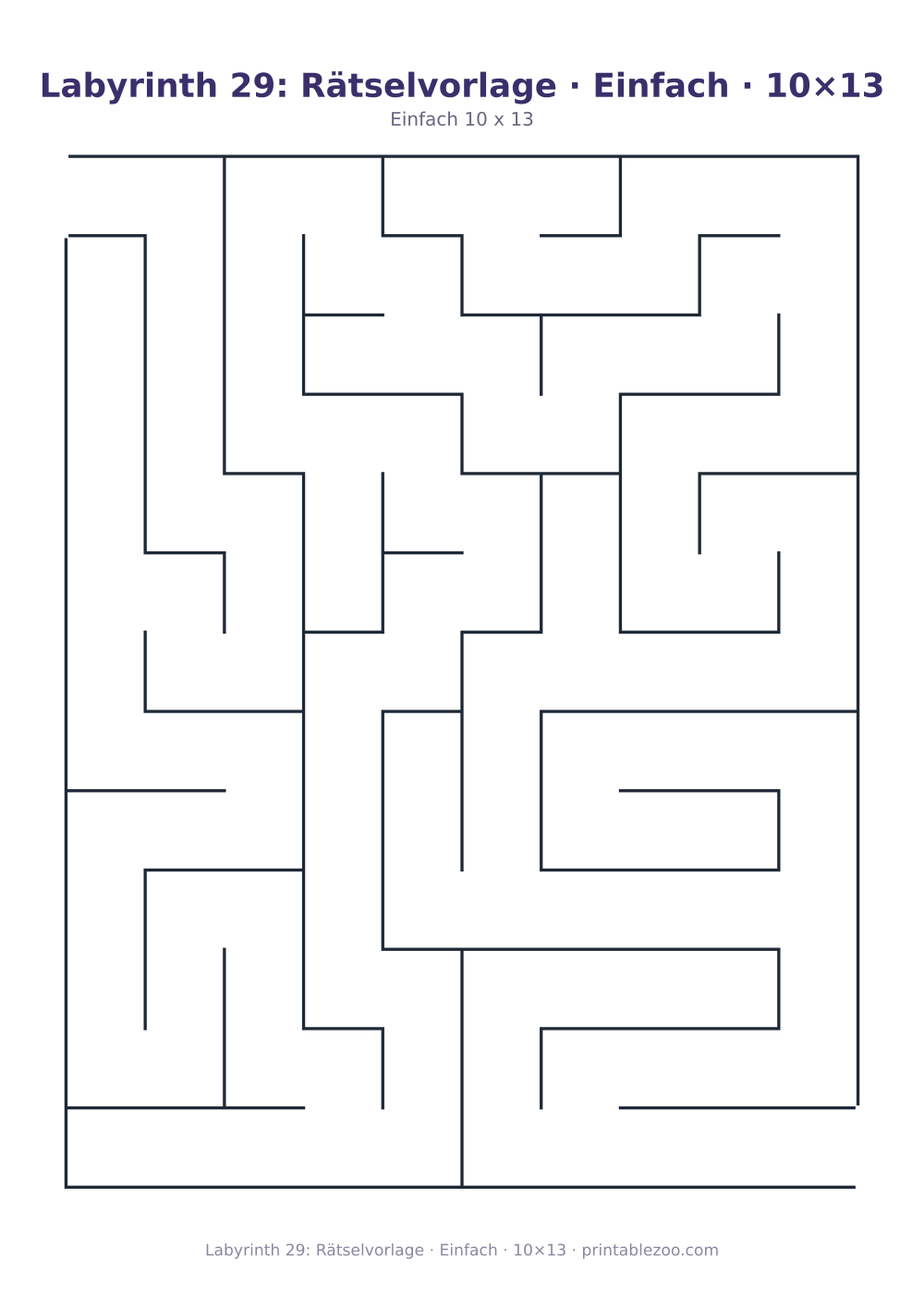Labyrinth 29: Rätselvorlage · Einfach · 10×13 als druckfertige Vorschau, Katalognummer 110229