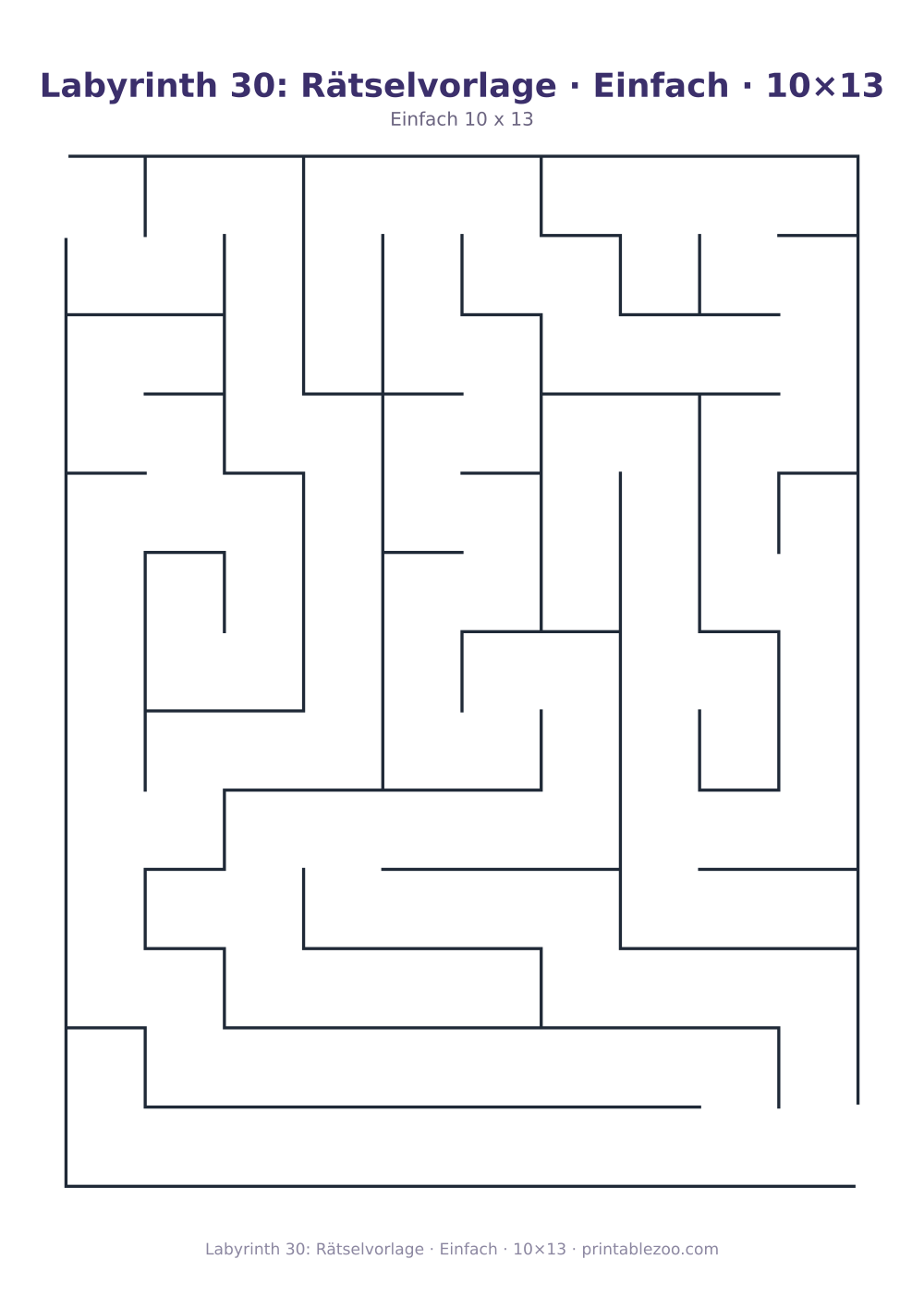 Labyrinth 30: Rätselvorlage · Einfach · 10×13 als druckfertige Vorschau, Katalognummer 110230