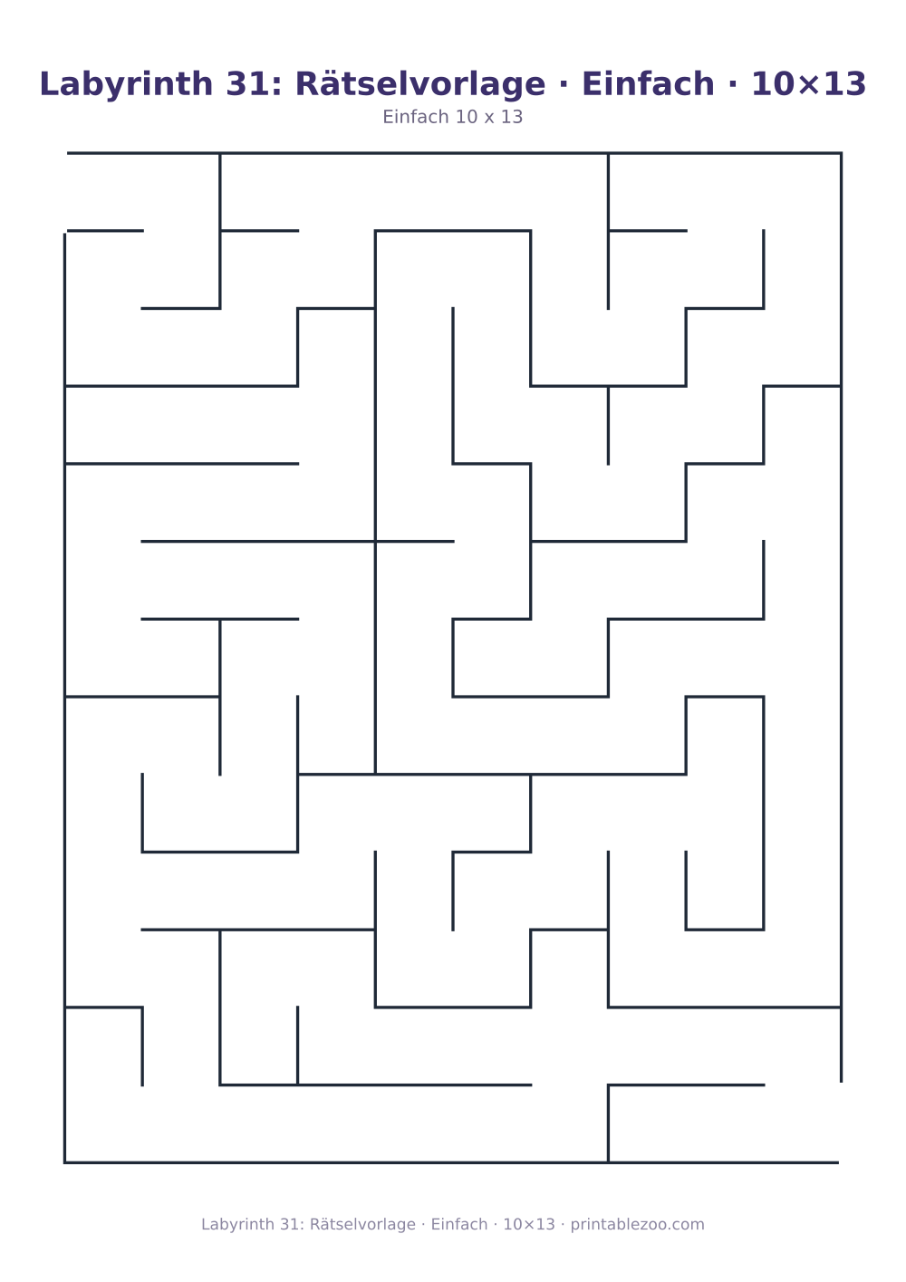 Labyrinth 31: Rätselvorlage · Einfach · 10×13 als druckfertige Vorschau, Katalognummer 110231