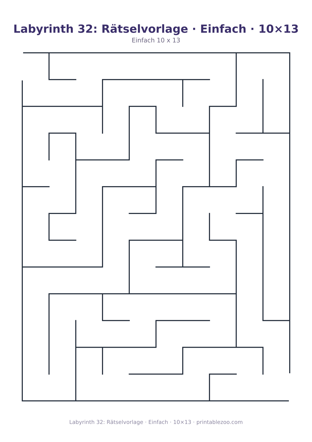 Labyrinth 32: Rätselvorlage · Einfach · 10×13 als druckfertige Vorschau, Katalognummer 110232