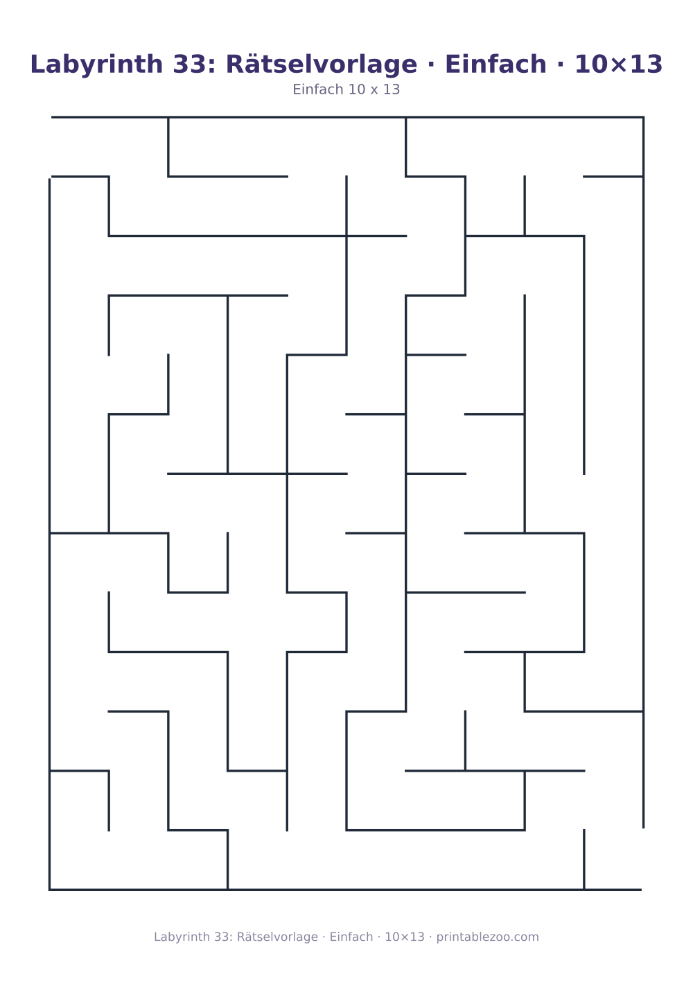 Labyrinth 33: Rätselvorlage · Einfach · 10×13 als druckfertige Vorschau, Katalognummer 110233