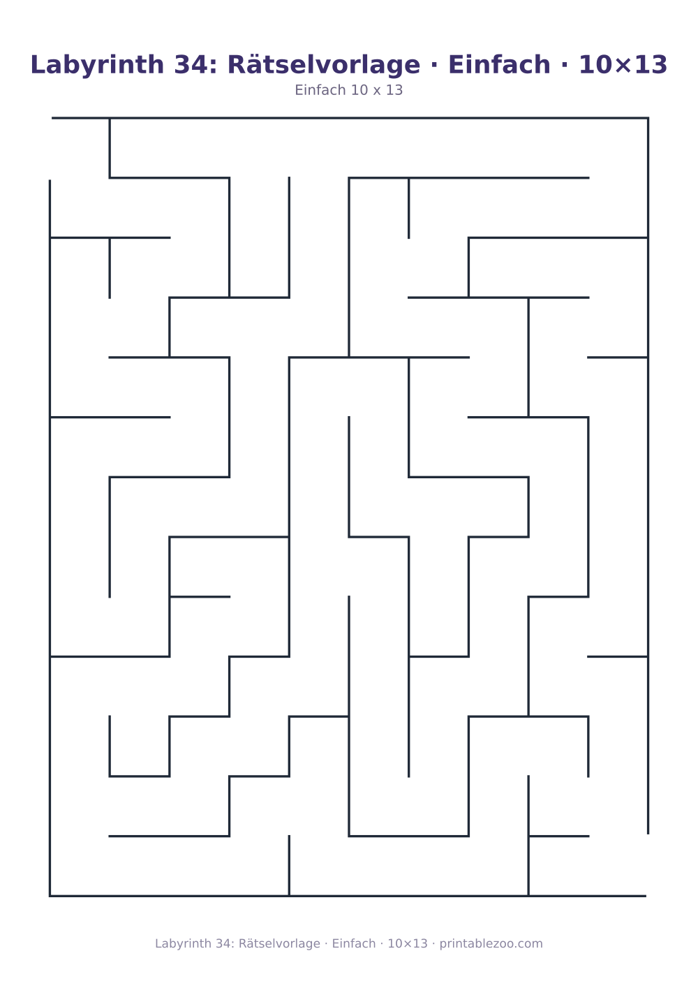 Labyrinth 34: Rätselvorlage · Einfach · 10×13 als druckfertige Vorschau, Katalognummer 110234