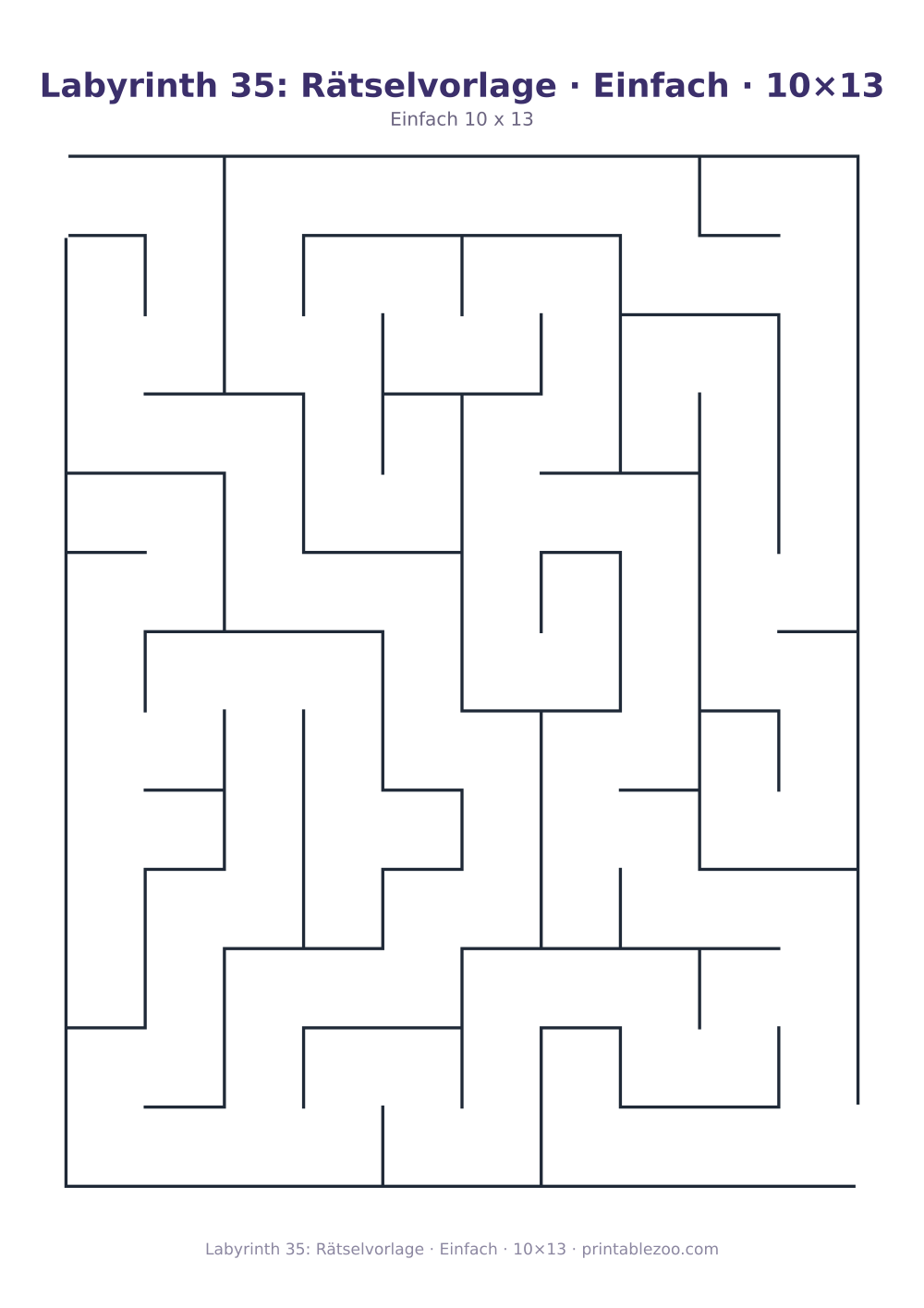 Labyrinth 35: Rätselvorlage · Einfach · 10×13 als druckfertige Vorschau, Katalognummer 110235