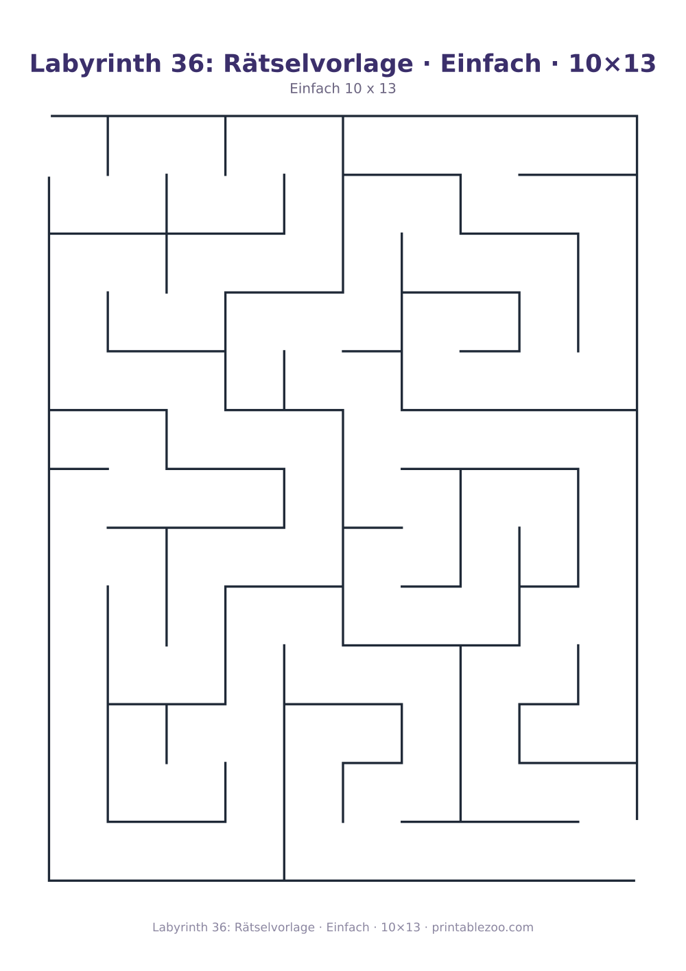 Labyrinth 36: Rätselvorlage · Einfach · 10×13 als druckfertige Vorschau, Katalognummer 110236